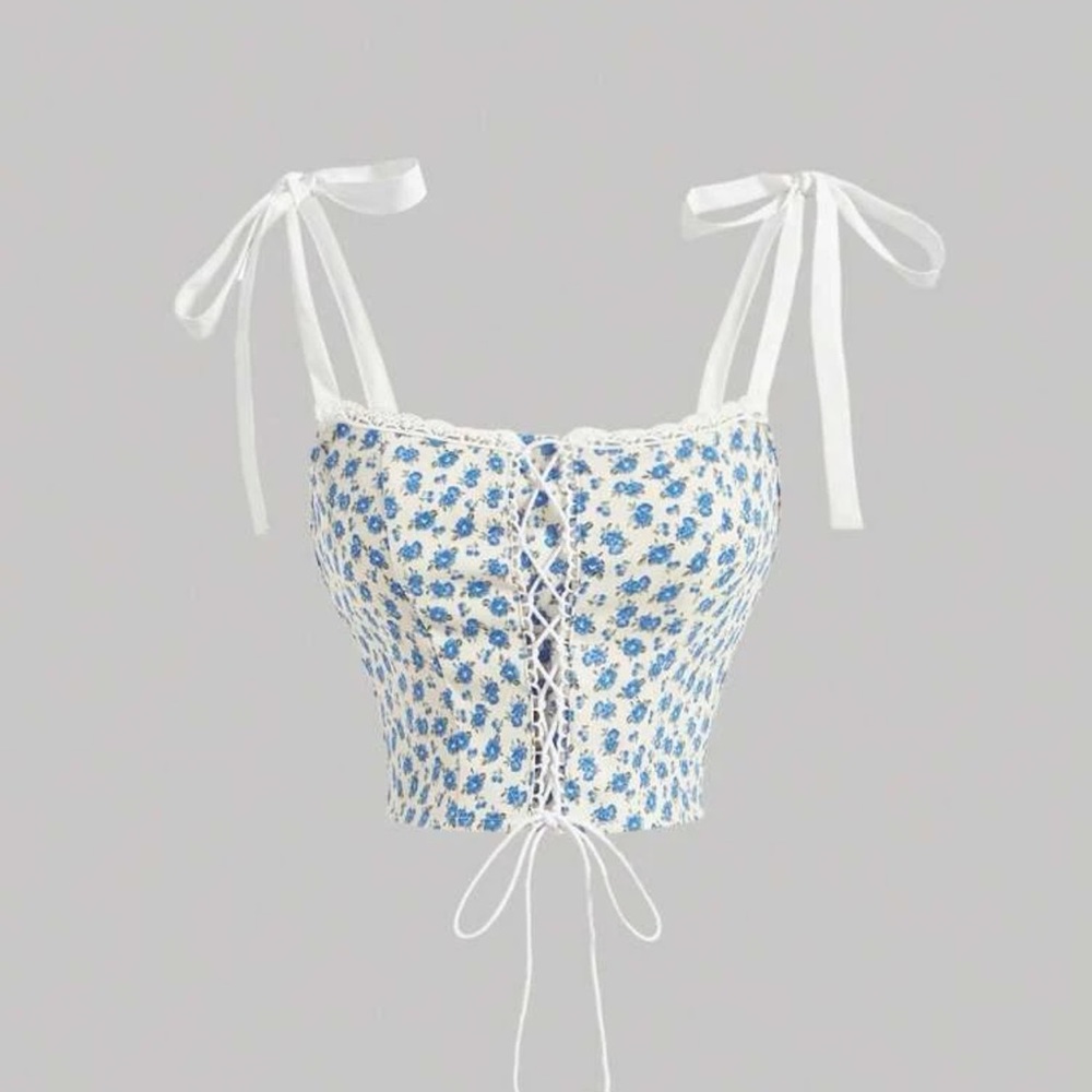 super cute floral tie tank top
